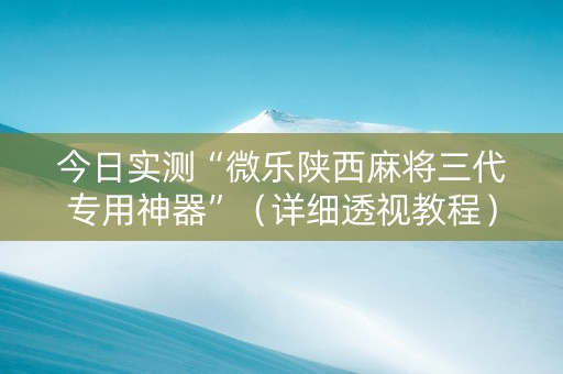 今日实测“微乐陕西麻将三代专用神器”（详细透视教程）-哔哩哔哩