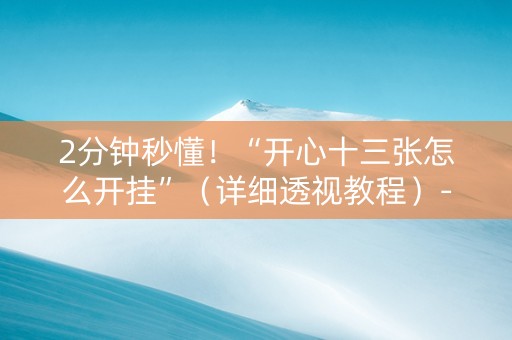 2分钟秒懂！“开心十三张怎么开挂”（详细透视教程）-哔哩哔哩