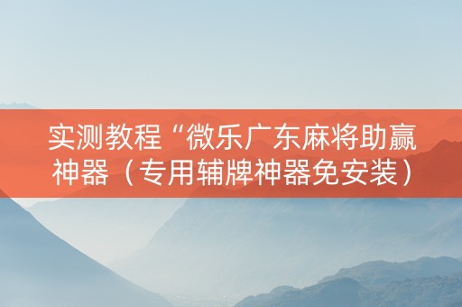 实测教程“微乐广东麻将助赢神器（专用辅牌神器免安装）