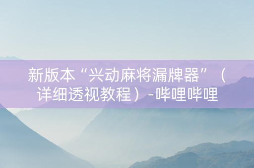 新版本“兴动麻将漏牌器”（详细透视教程）-哔哩哔哩