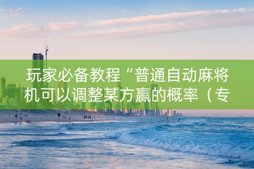 玩家必备教程“普通自动麻将机可以调整某方赢的概率（专用辅牌神器免安装）