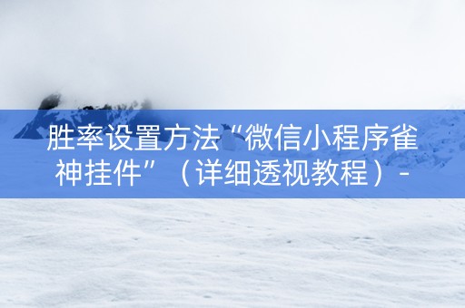 胜率设置方法“微信小程序雀神挂件”（详细透视教程）-哔哩哔哩