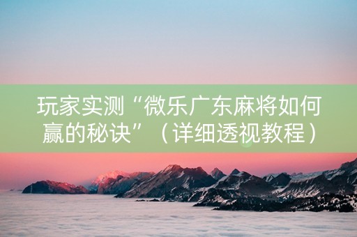 玩家实测“微乐广东麻将如何赢的秘诀”（详细透视教程）-哔哩哔哩