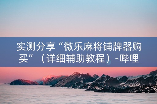 实测分享“微乐麻将铺牌器购买”（详细辅助教程）-哔哩哔哩