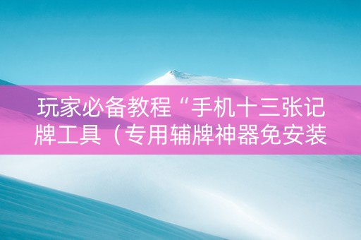 玩家必备教程“手机十三张记牌工具（专用辅牌神器免安装）