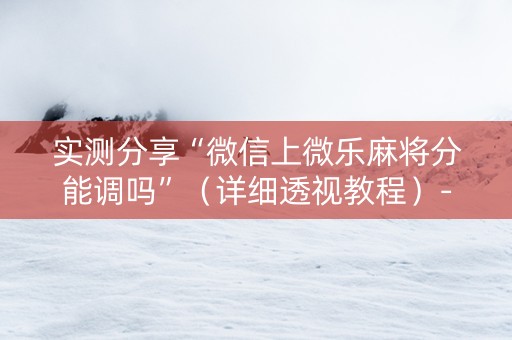 实测分享“微信上微乐麻将分能调吗”（详细透视教程）-哔哩哔哩