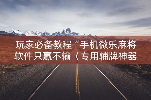 玩家必备教程“手机微乐麻将软件只赢不输（专用辅牌神器免安装）
