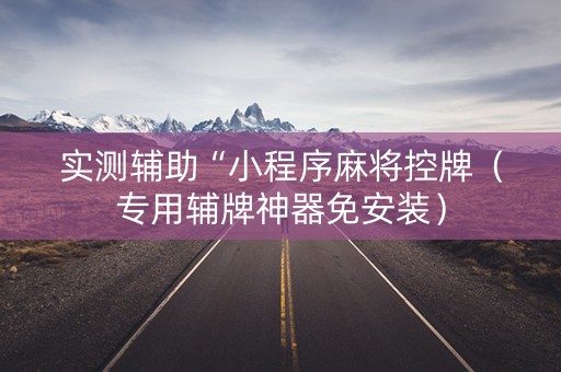 实测辅助“小程序麻将控牌（专用辅牌神器免安装）