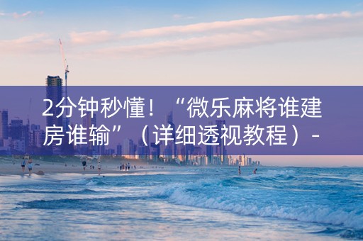 2分钟秒懂！“微乐麻将谁建房谁输”（详细透视教程）-哔哩哔哩