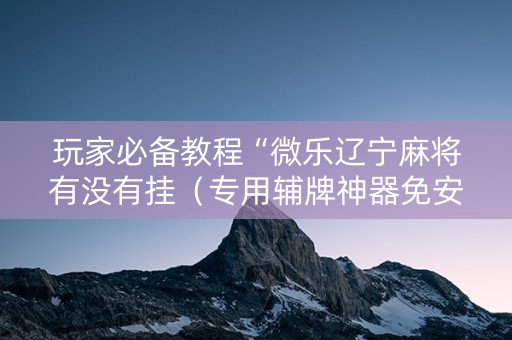 玩家必备教程“微乐辽宁麻将有没有挂（专用辅牌神器免安装）