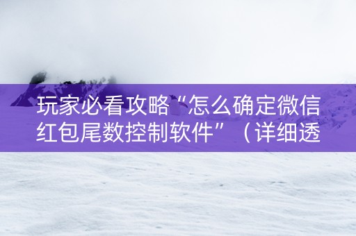 玩家必看攻略“怎么确定微信红包尾数控制软件”（详细透视教程）-哔哩哔哩