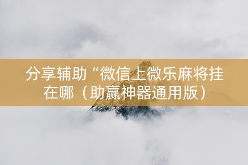 分享辅助“微信上微乐麻将挂在哪（助赢神器通用版）