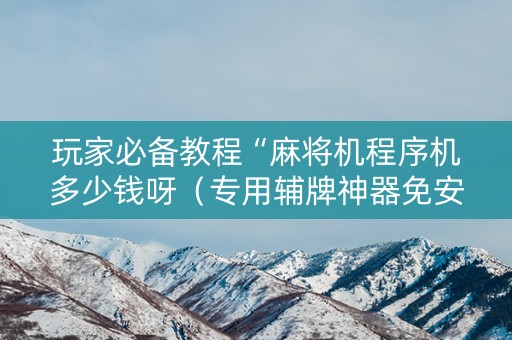玩家必备教程“麻将机程序机多少钱呀（专用辅牌神器免安装）