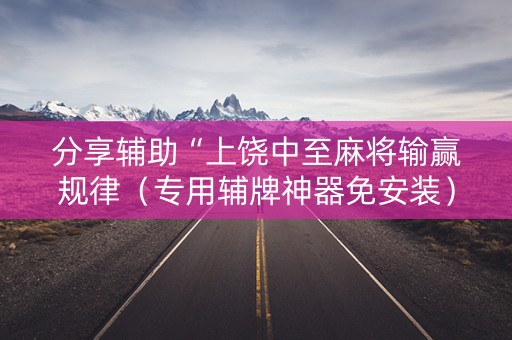 分享辅助“上饶中至麻将输赢规律（专用辅牌神器免安装）