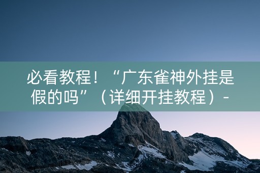 必看教程！“广东雀神外挂是假的吗”（详细开挂教程）-哔哩哔哩