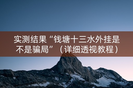 实测结果“钱塘十三水外挂是不是骗局”（详细透视教程）-哔哩哔哩