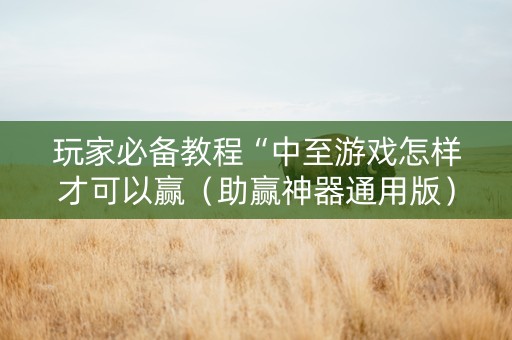 玩家必备教程“中至游戏怎样才可以赢（助赢神器通用版）