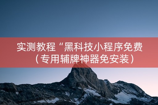 实测教程“黑科技小程序免费（专用辅牌神器免安装）