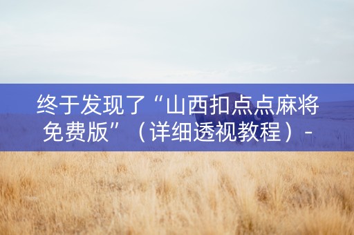 终于发现了“山西扣点点麻将免费版”（详细透视教程）-哔哩哔哩