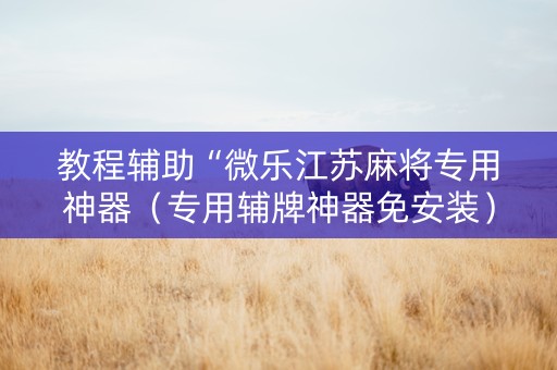 教程辅助“微乐江苏麻将专用神器（专用辅牌神器免安装）