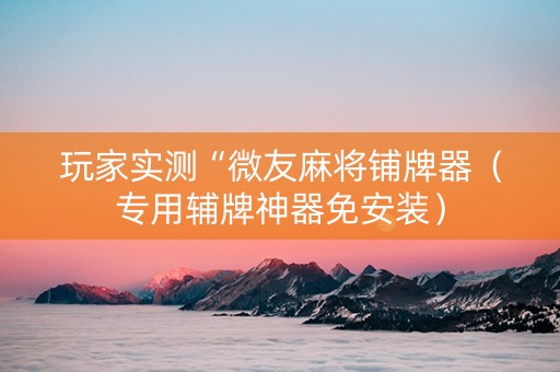 玩家实测“微友麻将铺牌器（专用辅牌神器免安装）