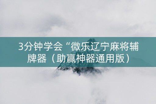 3分钟学会“微乐辽宁麻将辅牌器（助赢神器通用版）