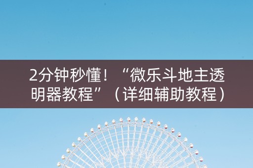 2分钟秒懂！“微乐斗地主透明器教程”（详细辅助教程）-哔哩哔哩