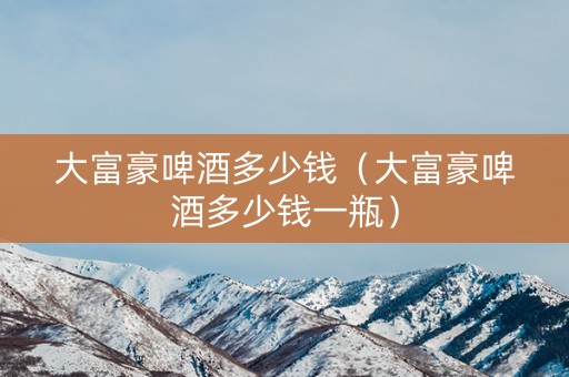 大富豪啤酒多少钱（大富豪啤酒多少钱一瓶）