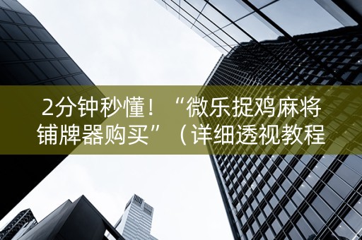 2分钟秒懂！“微乐捉鸡麻将铺牌器购买”（详细透视教程）-哔哩哔哩