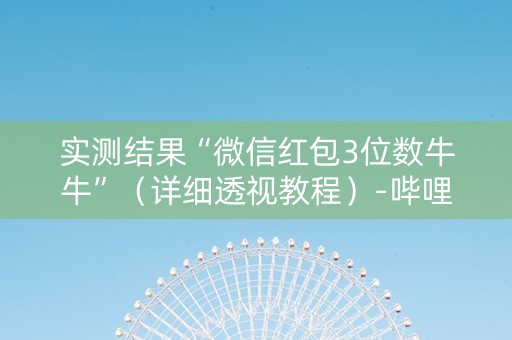 实测结果“微信红包3位数牛牛”（详细透视教程）-哔哩哔哩