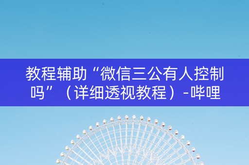 教程辅助“微信三公有人控制吗”（详细透视教程）-哔哩哔哩
