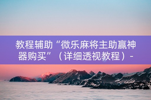教程辅助“微乐麻将主助赢神器购买”（详细透视教程）-哔哩哔哩