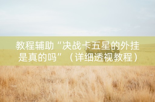教程辅助“决战卡五星的外挂是真的吗”（详细透视教程）-哔哩哔哩