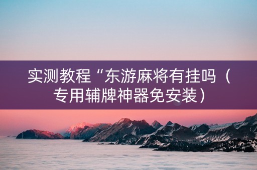 实测教程“东游麻将有挂吗（专用辅牌神器免安装）