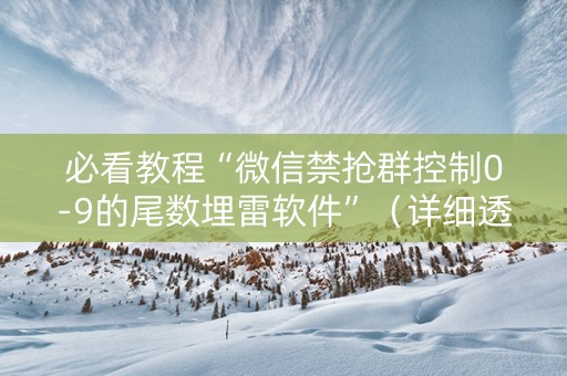 必看教程“微信禁抢群控制0-9的尾数埋雷软件”（详细透视教程）-哔哩哔哩