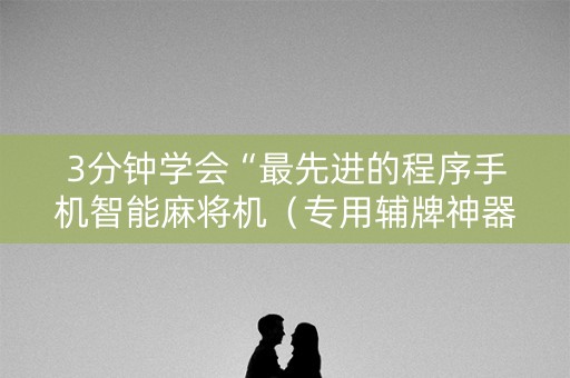3分钟学会“最先进的程序手机智能麻将机（专用辅牌神器免安装）