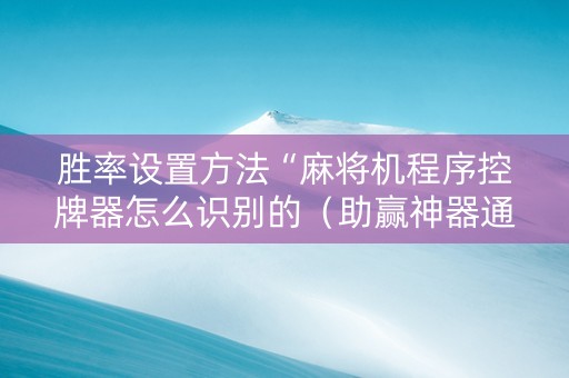 胜率设置方法“麻将机程序控牌器怎么识别的（助赢神器通用版）