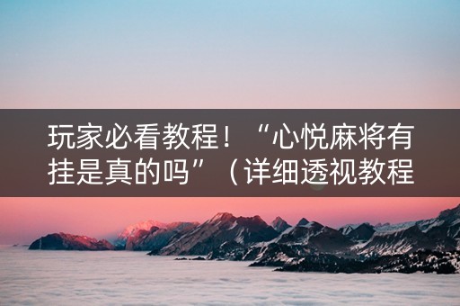 玩家必看教程！“心悦麻将有挂是真的吗”（详细透视教程）-哔哩哔哩