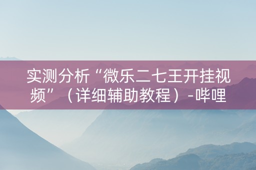 实测分析“微乐二七王开挂视频”（详细辅助教程）-哔哩哔哩