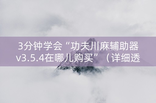 3分钟学会“功夫川麻辅助器v3.5.4在哪儿购买”（详细透视教程）-哔哩哔哩