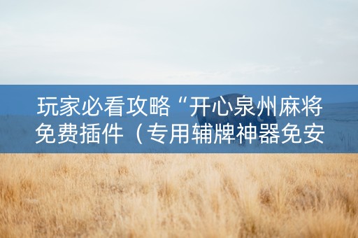 玩家必看攻略“开心泉州麻将免费插件（专用辅牌神器免安装）
