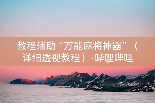 教程辅助“万能麻将神器”（详细透视教程）-哔哩哔哩