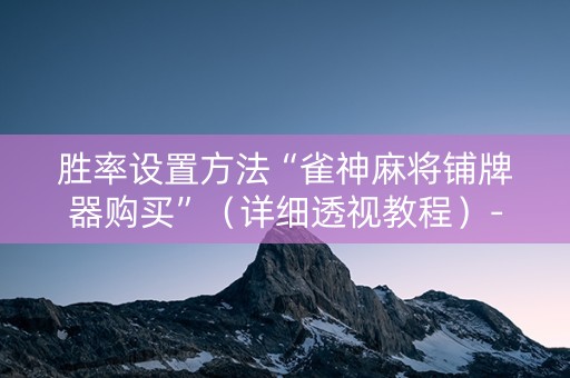胜率设置方法“雀神麻将铺牌器购买”（详细透视教程）-哔哩哔哩