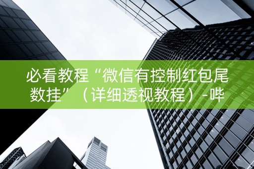 必看教程“微信有控制红包尾数挂”（详细透视教程）-哔哩哔哩