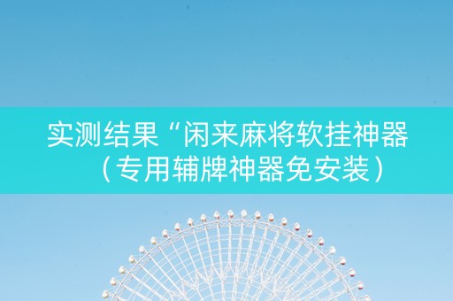 实测结果“闲来麻将软挂神器（专用辅牌神器免安装）
