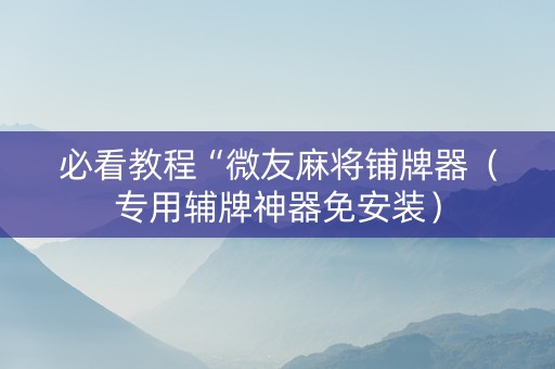 必看教程“微友麻将铺牌器（专用辅牌神器免安装）