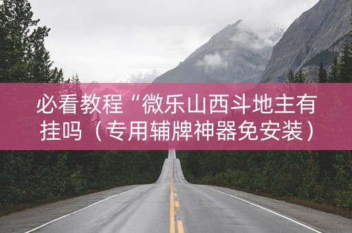 必看教程“微乐山西斗地主有挂吗（专用辅牌神器免安装）