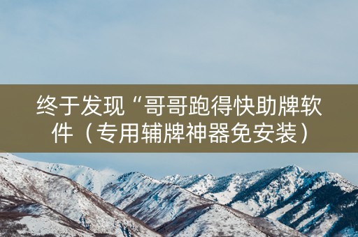 终于发现“哥哥跑得快助牌软件（专用辅牌神器免安装）