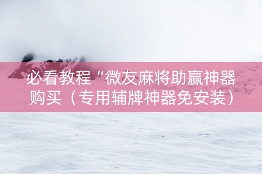 必看教程“微友麻将助赢神器购买（专用辅牌神器免安装）