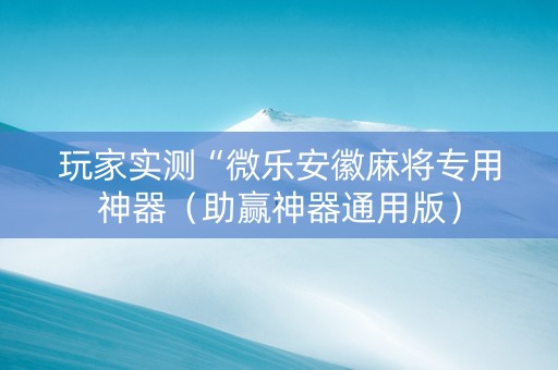 玩家实测“微乐安徽麻将专用神器（助赢神器通用版）